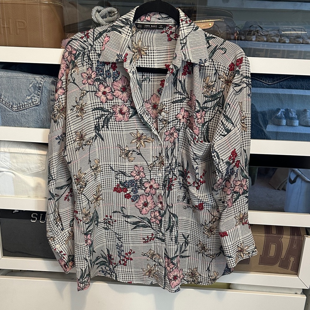 Zara Floral Patterned Collared Blouse - image 1